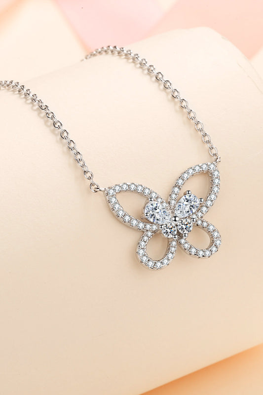 Moissanite Butterfly Pendant Necklace - Roe Creation