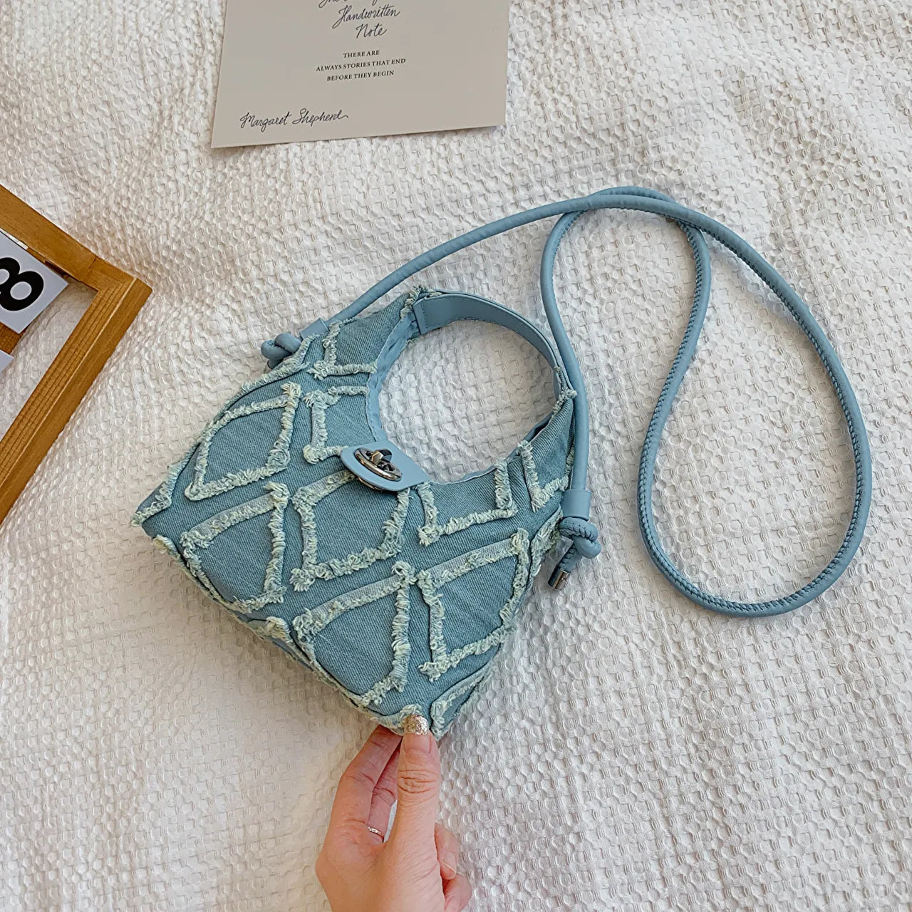 Quilted Raw Hem Mini Crossbody Bag - Roe Creation