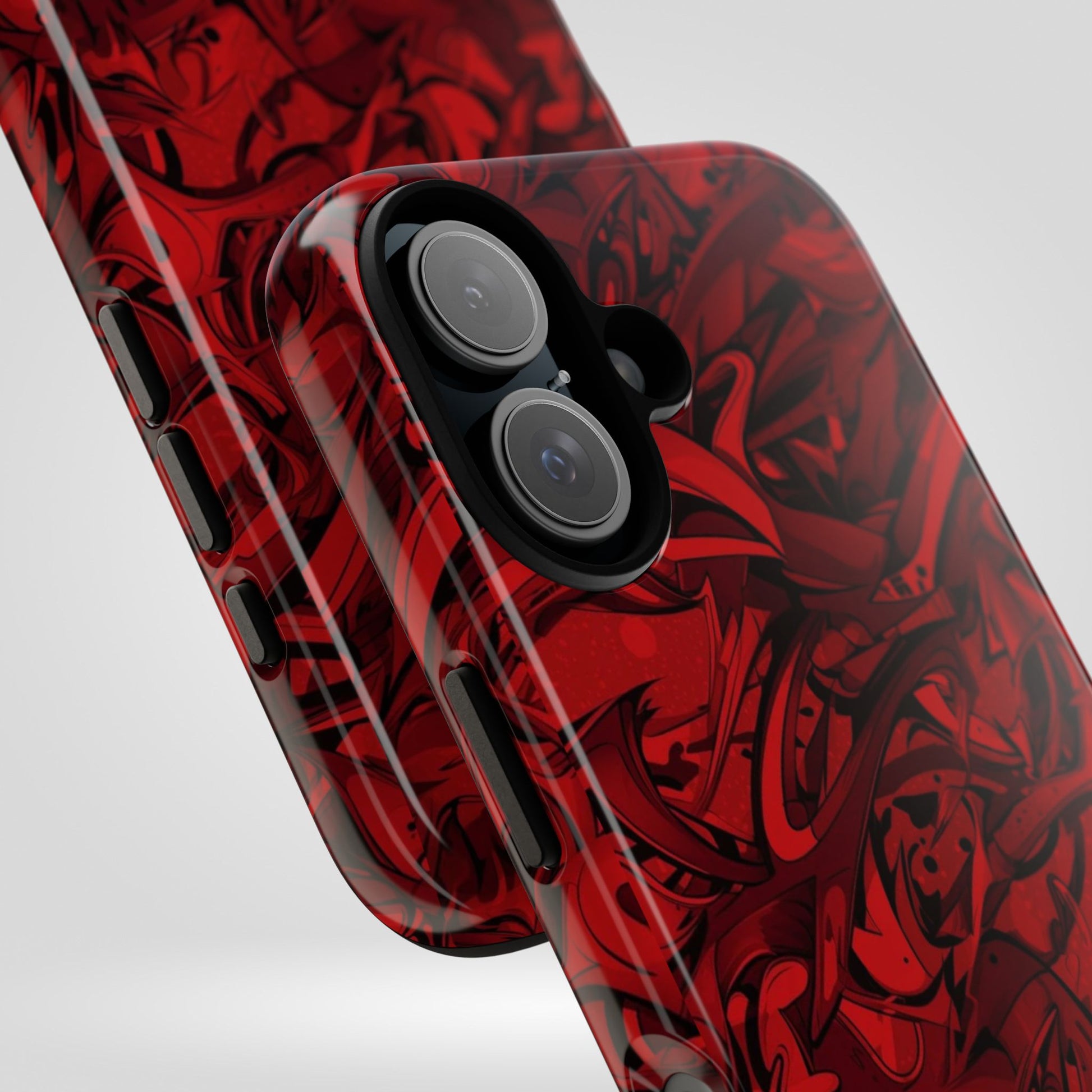 Abstract Pattern Red Black Tough Phone Cases: Bold Red Artistic Phone Case for Trendsetters - Roe Creation