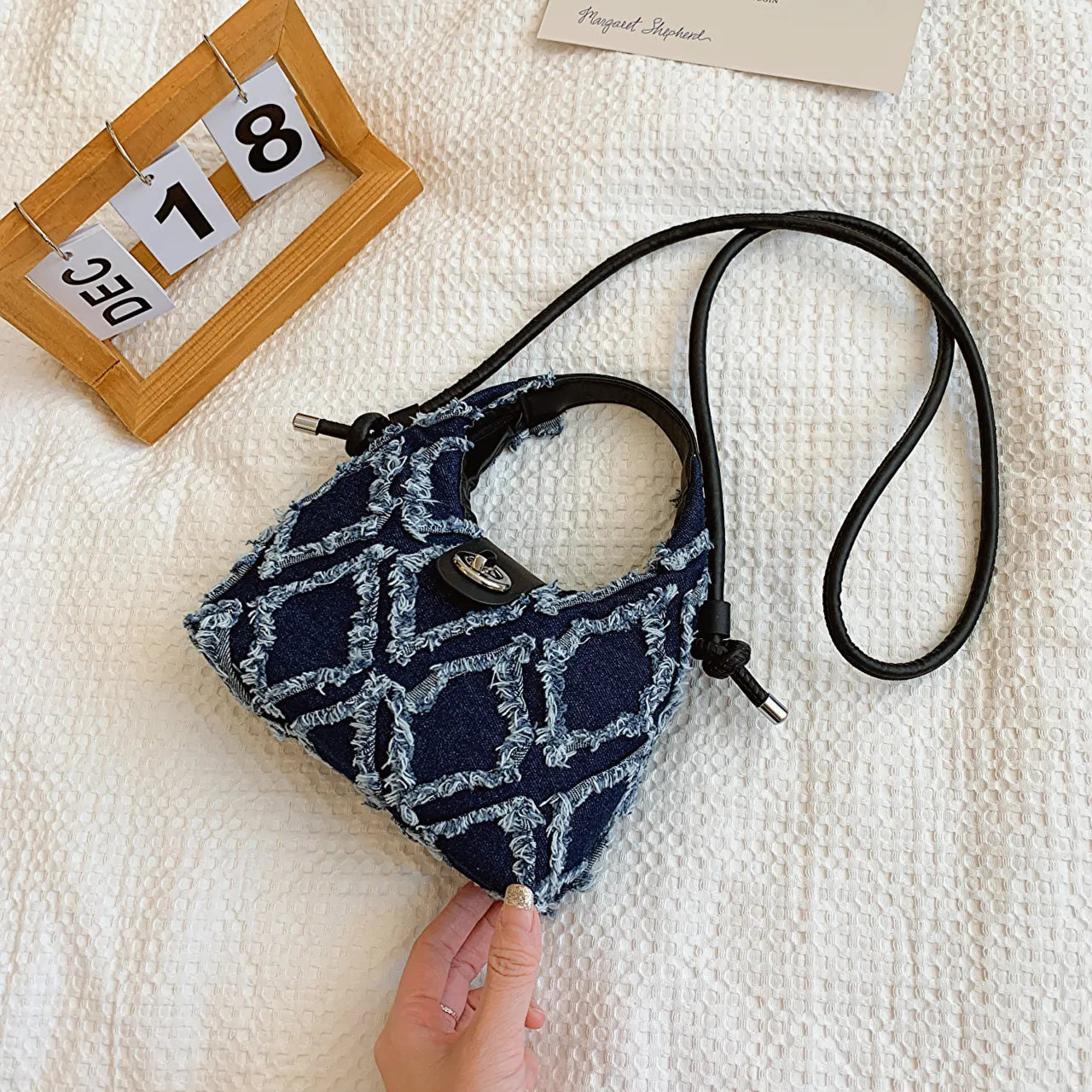 Quilted Raw Hem Mini Crossbody Bag - Roe Creation