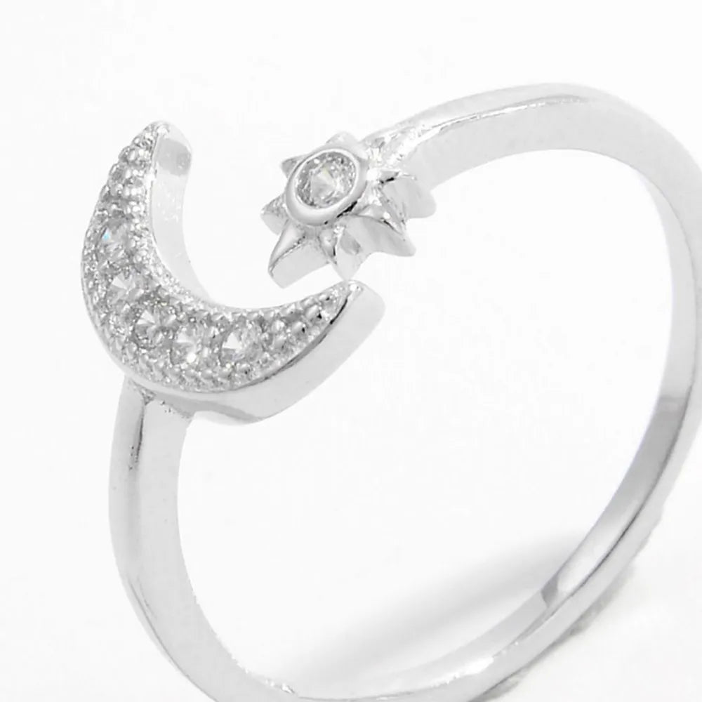 925 Sterling Silver Moon Open Ring - Roe Creation