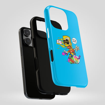 Spongebob Blue Cartoon iPhone Case - 'Eat My Shorts' Design