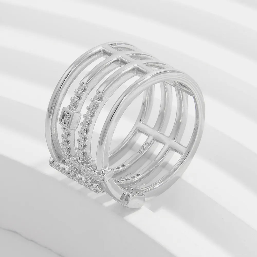 925 Sterling Silver Inlaid Zircon Ring - Roe Creation