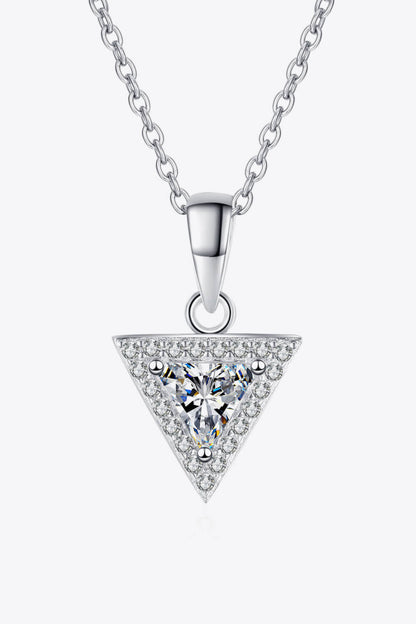 925 Sterling Silver Triangle Moissanite Pendant Necklace - Roe Creation