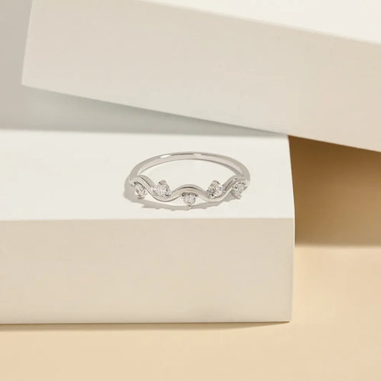 925 Sterling Silver Inlaid Zircon Ring - Roe Creation