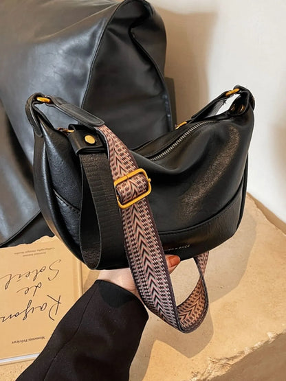 Leather Shoulder Bag with Woven Strap - Roe Creation