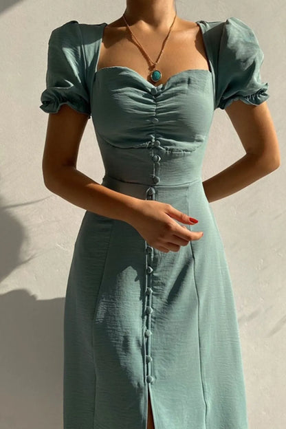 Sweetheart Neck Short Sleeve Dress - Roe Creation