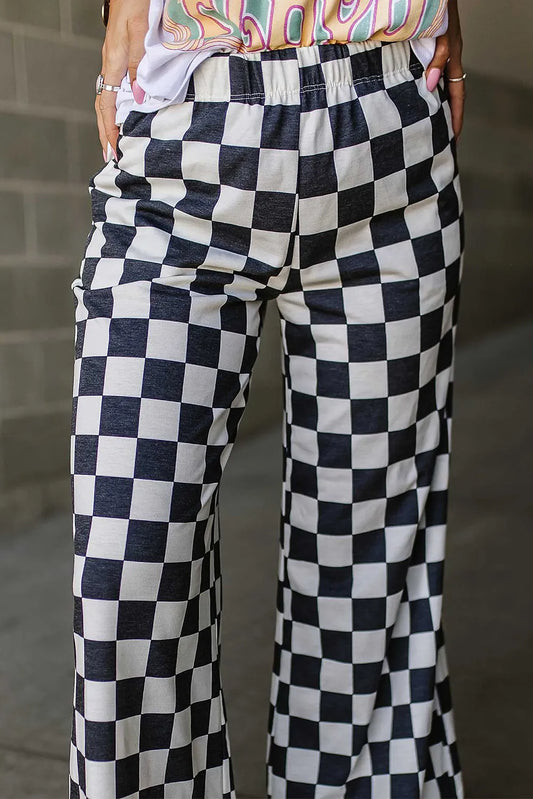 Checkered Wide Leg Pants - Roe Creation