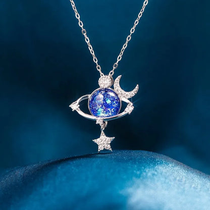 Starry Sky Inlaid Zircon Moon Star Necklace - Roe Creation