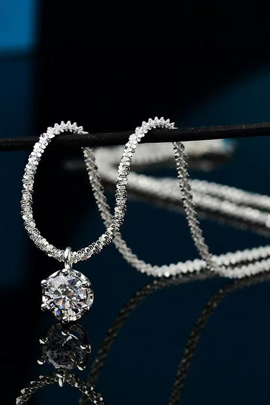 1 Carat Moissanite 925 Sterling Silver Necklace - Roe Creation