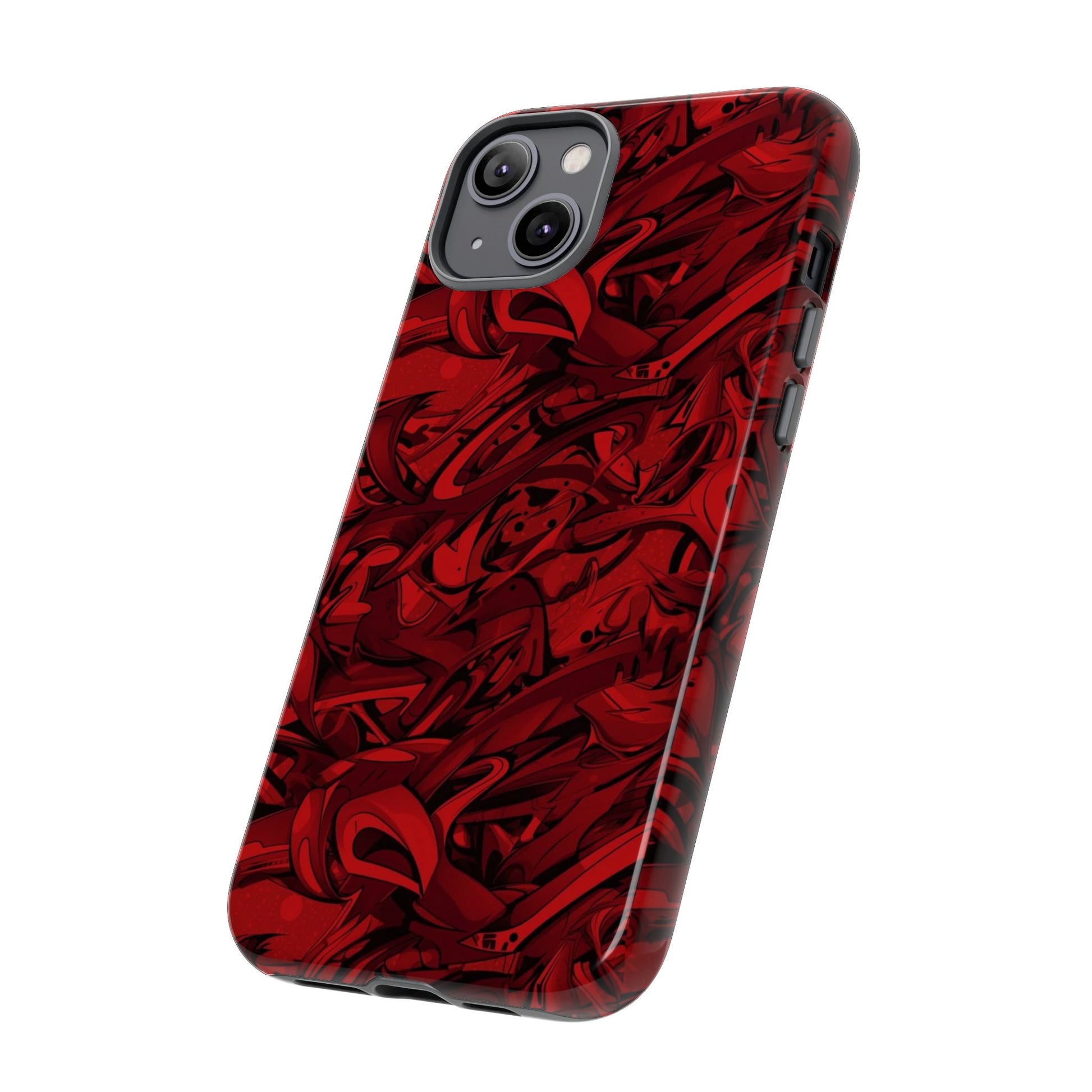 Abstract Pattern Red Black Tough Phone Cases: Bold Red Artistic Phone Case for Trendsetters - Roe Creation