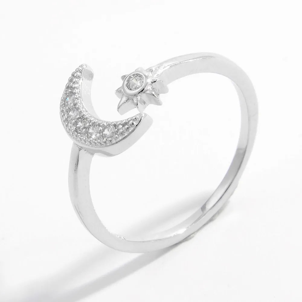 925 Sterling Silver Moon Open Ring - Roe Creation