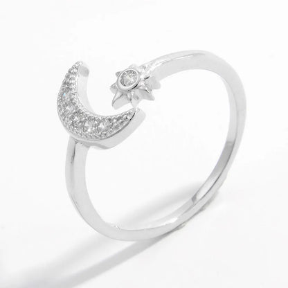 925 Sterling Silver Moon Open Ring - Roe Creation