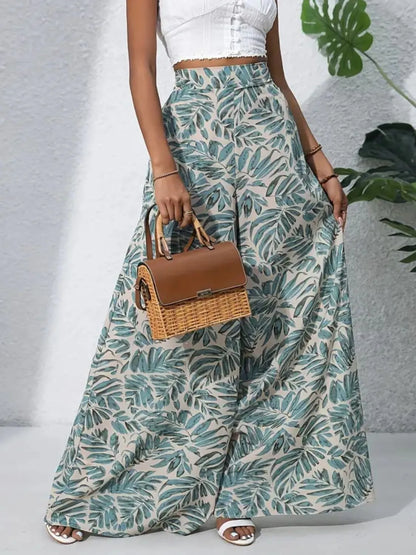 Printed High Waist Wide Leg Pants - Roe Creation