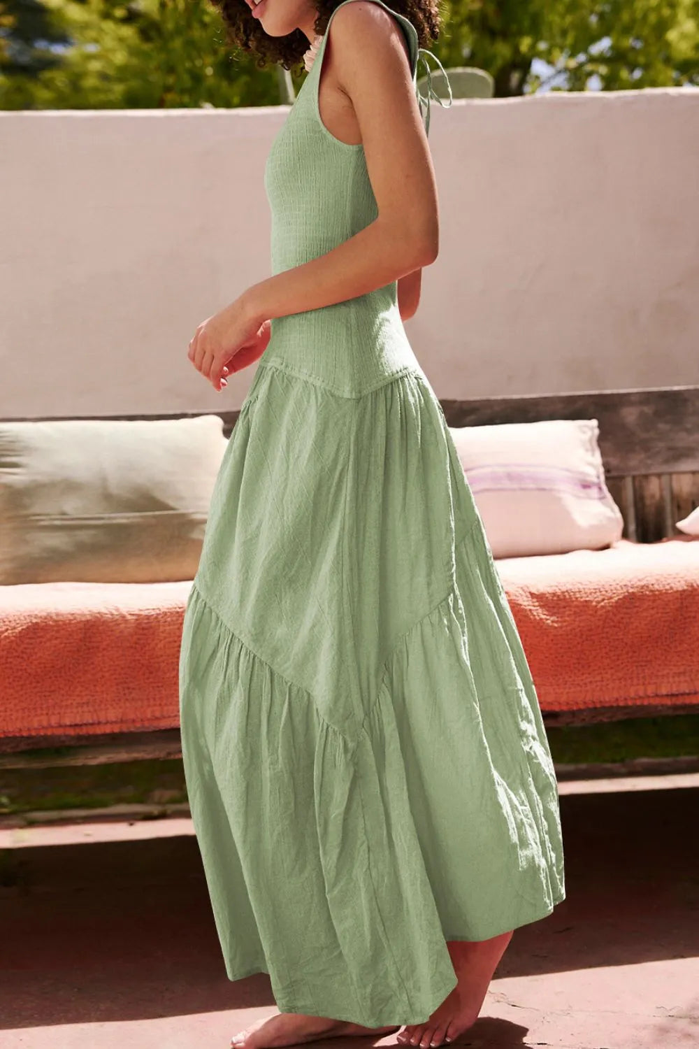 Square Neck Wide Strap Dress - Roe Creation