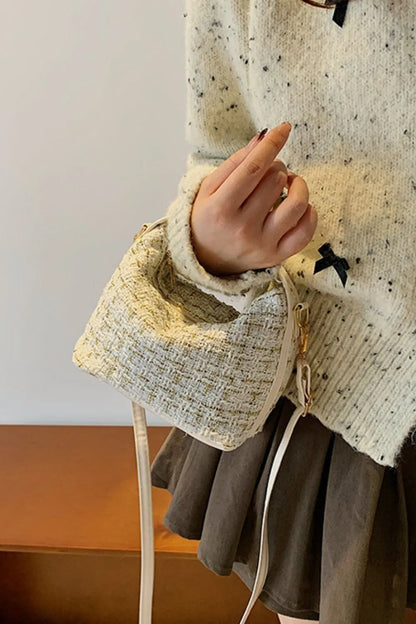 Woven Shoulder Bag with Removable Strap - Roe Creation