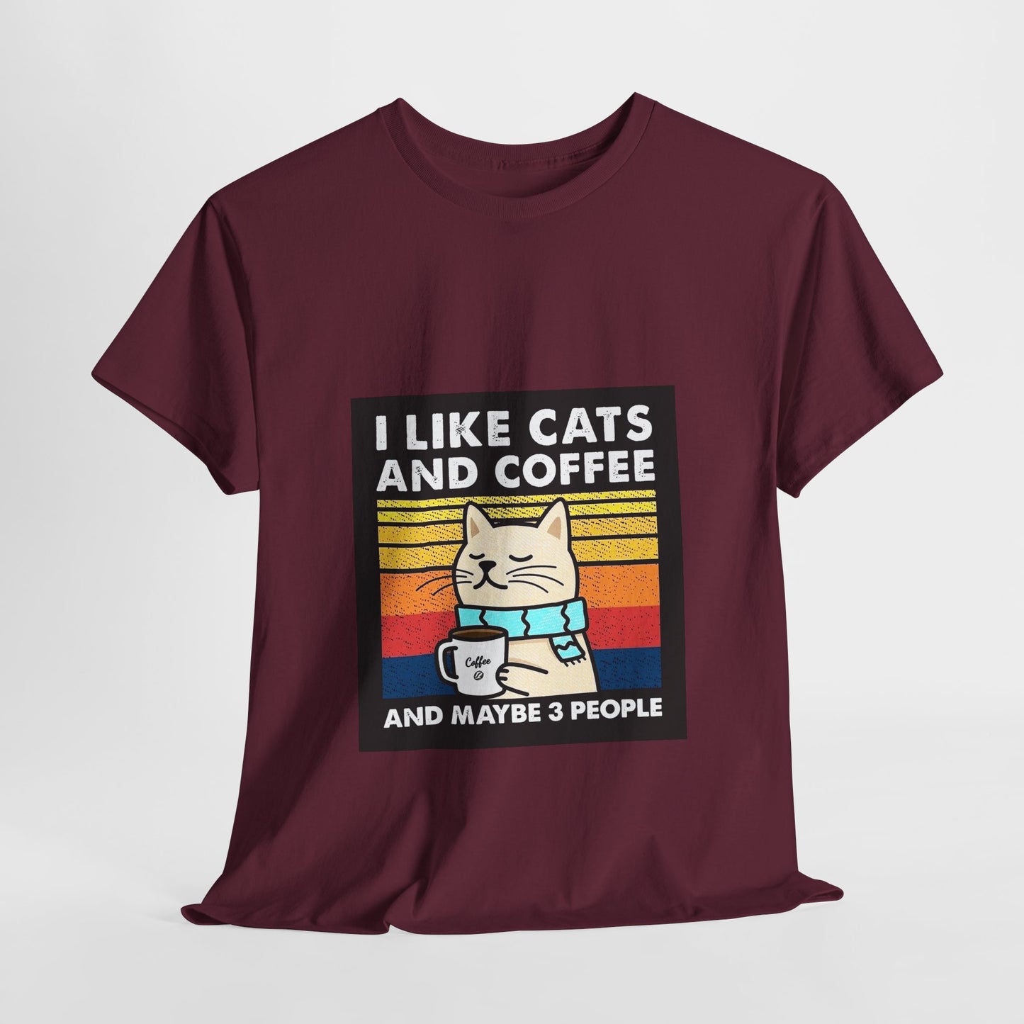 "I Like Cats and Coffee and Maybe 3 People" Unisex Heavy Cotton Tee - Roe Creation