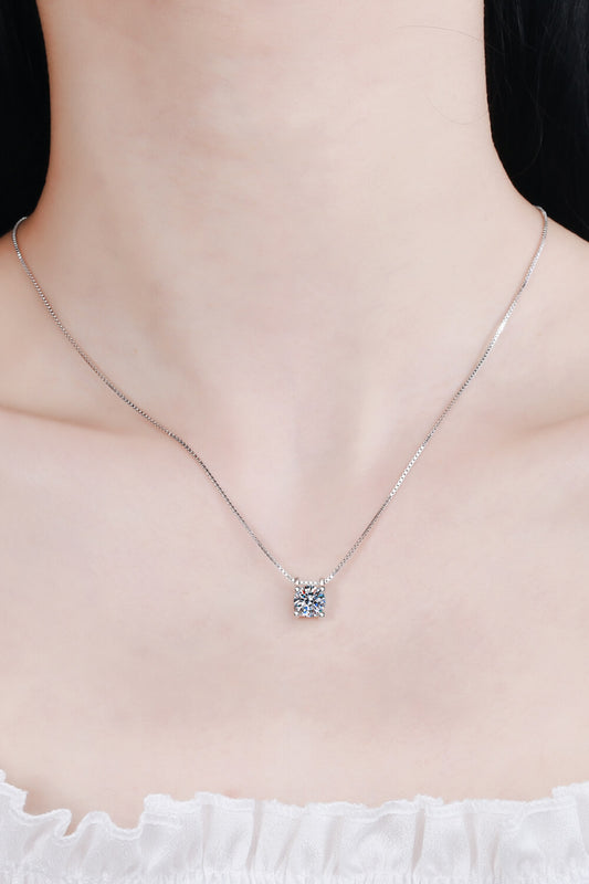 1 Carat Moissanite 925 Sterling Silver Chain Necklace - Roe Creation