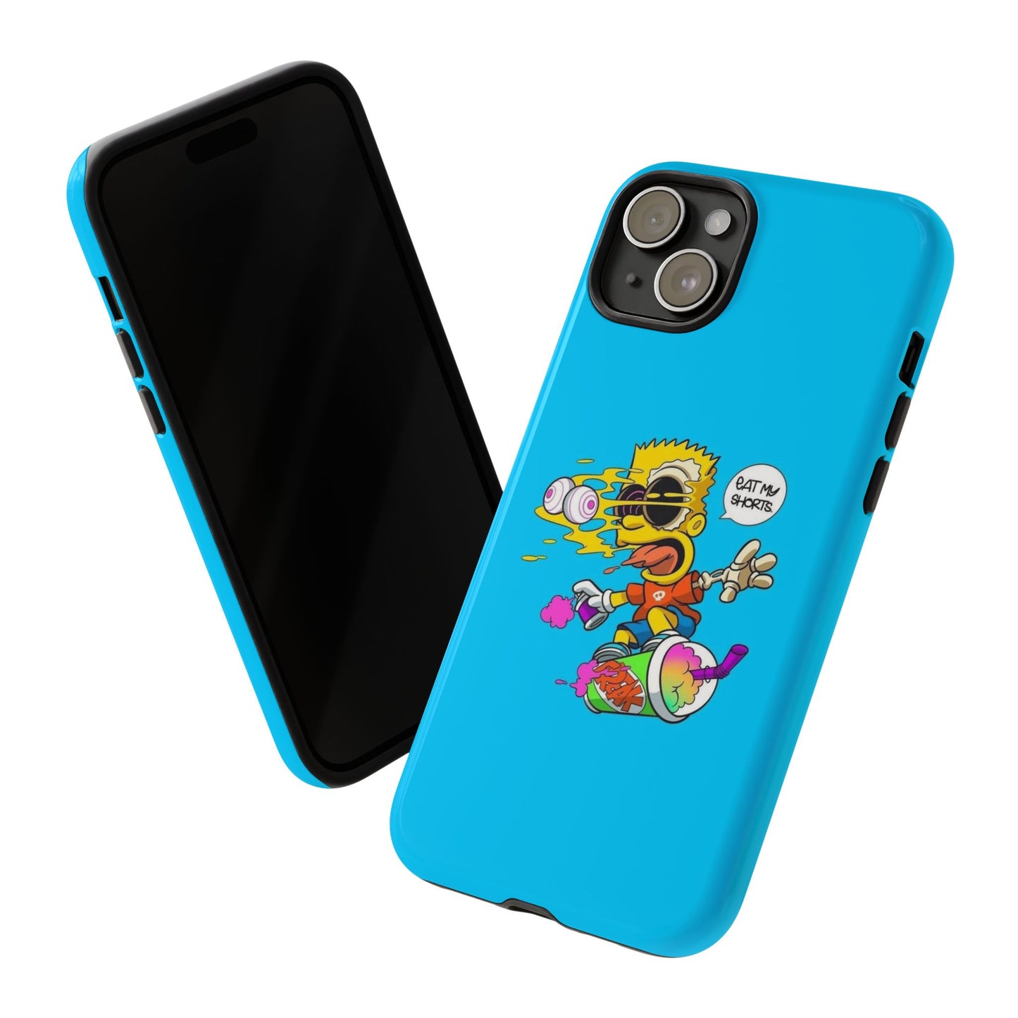 Spongebob Blue Cartoon iPhone Case - 'Eat My Shorts' Design