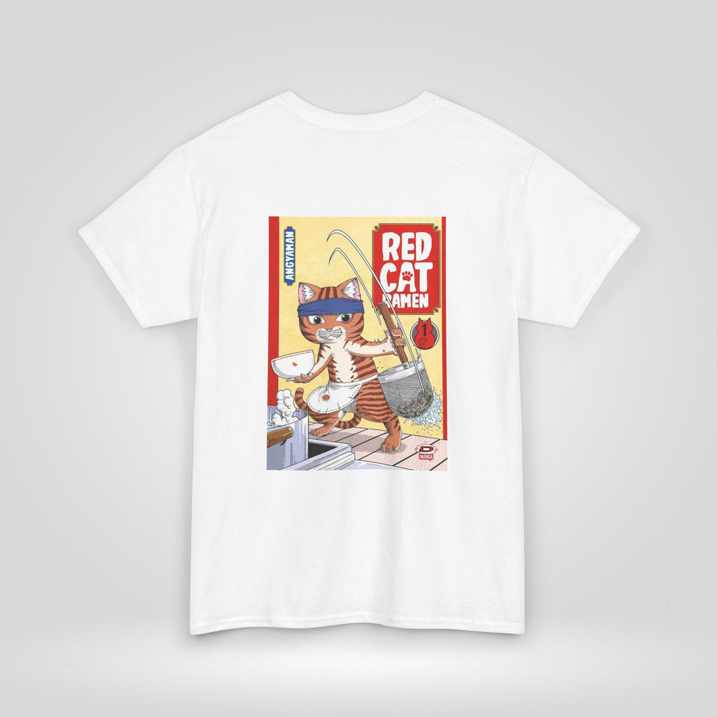 Red Cat Ramen Unisex Heavy Cotton Tee – Fun and Playful Design for Food Lovers - Roe Creation