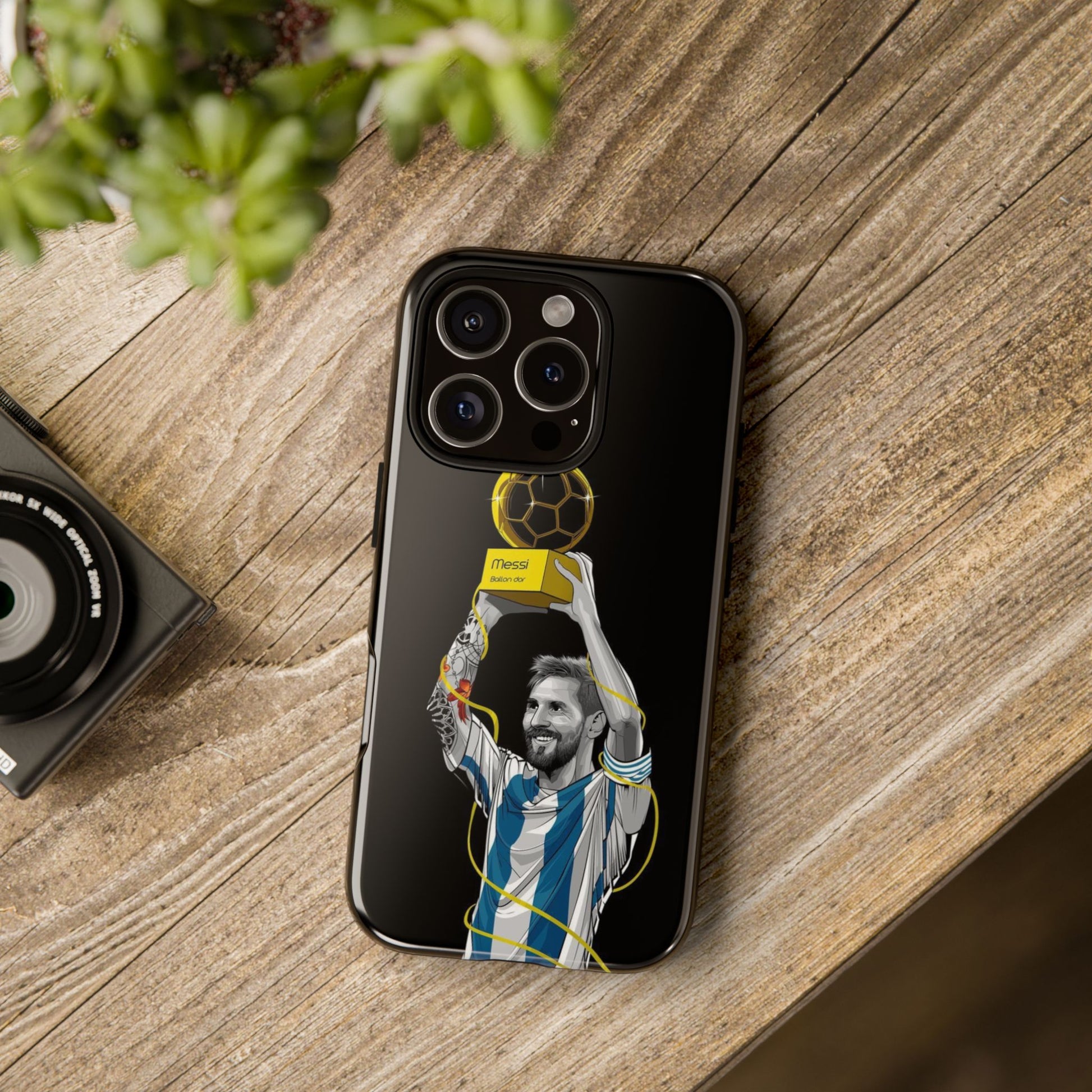 Messi Ballon Dor Black Phone Case - Tough Cases for Soccer Fans - Roe Creation