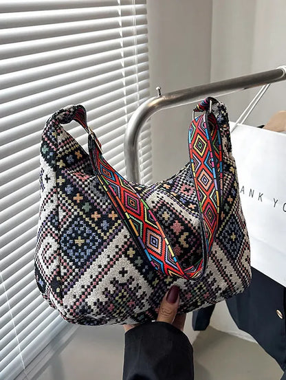 Ethnic Pattern Crossbody Bag with Adjustable Strap - Roe Creation