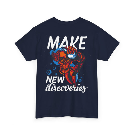 Inspirational Unisex Heavy Cotton Tee - Make New Discoveries, Motivational Shirt, Gift for Adventurers, Unique Graphic Tee, Encouragement