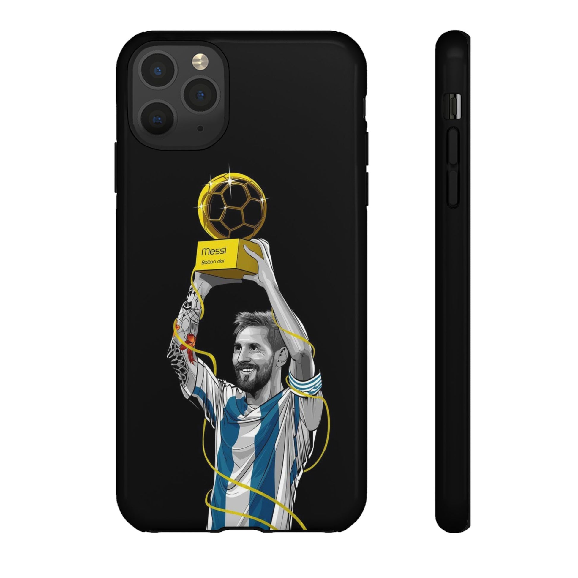 Messi Ballon Dor Black Phone Case - Tough Cases for Soccer Fans - Roe Creation