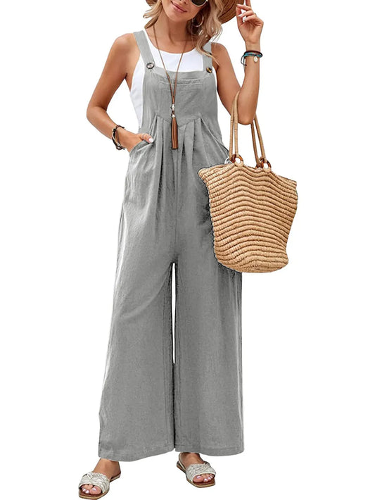 Full Size Square Neck Wide Strap Overalls - Roe Creation