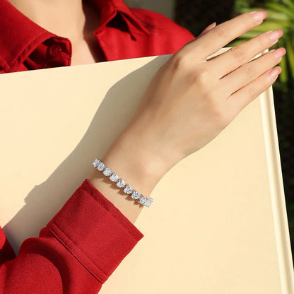 24 Carat Moissanite 925 Sterling Silver Heart Bracelet - Roe Creation