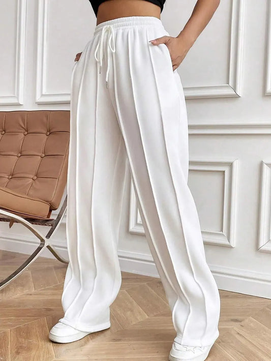 Drawstring Elastic Waist Pants with Pockets - Roe Creation