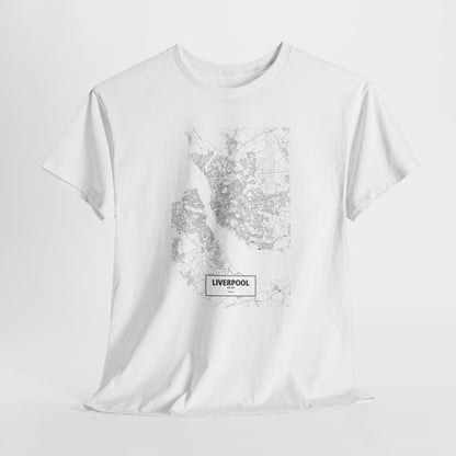 Liverpool Map Unisex Heavy Cotton Tee - Casual Cool Graphic Shirt - Roe Creation