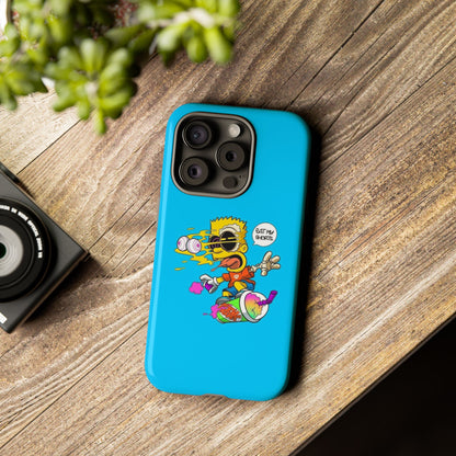 Spongebob Blue Cartoon iPhone Case - 'Eat My Shorts' Design