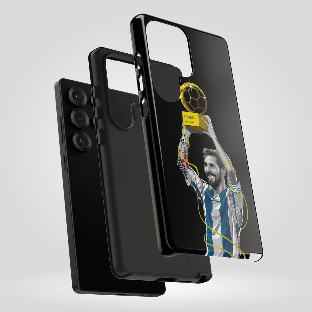 Messi Ballon Dor Black Phone Case - Tough Cases for Soccer Fans - Roe Creation