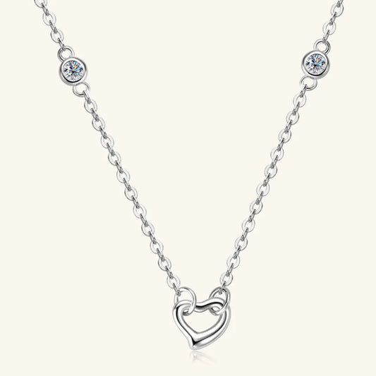 Moissanite 925 Sterling Silver Heart Necklace - Roe Creation
