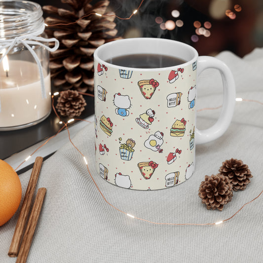 Cute Kitty Foodie 11oz White Mug - Perfect for Cat Lovers & Foodies