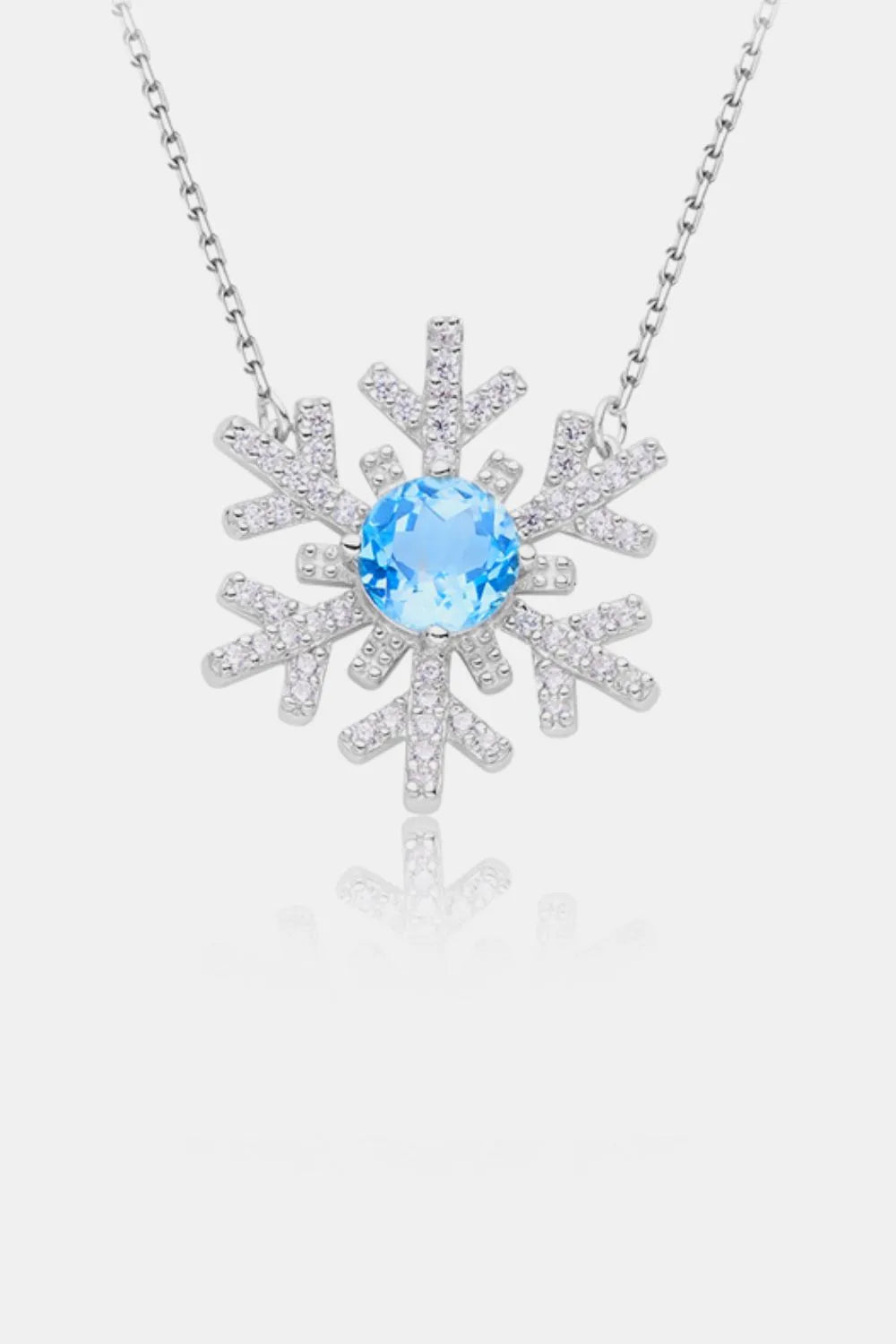 925 Sterling Silver Topaz Snowflake Shape Necklace - Roe Creation