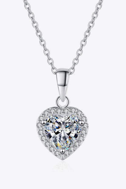 1 Carat Moissanite Heart Pendant Chain Necklace - Roe Creation