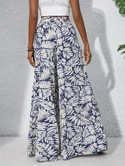 Printed High Waist Wide Leg Pants - Roe Creation