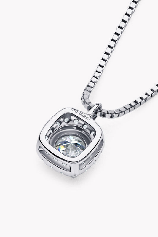 Moissanite Pendant Platinum-Plated Necklace - Roe Creation