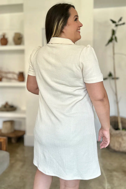 Double Take Full Size Texture Short Sleeve Dress - Roe Creation
