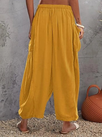 Full Size Wide Leg Pants with Pockets Plus Size - Roe Creation