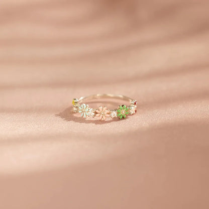 Flower Shape 925 Sterling Silver Zircon Ring - Roe Creation