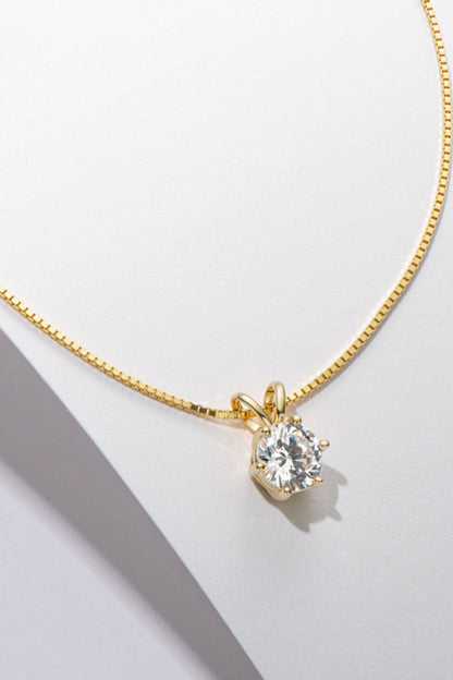 925 Sterling Silver 1 Carat Moissanite Pendant Necklace - Roe Creation