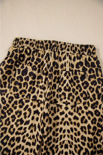 Leopard Bow Tie Elastic Waist Pants - Roe Creation
