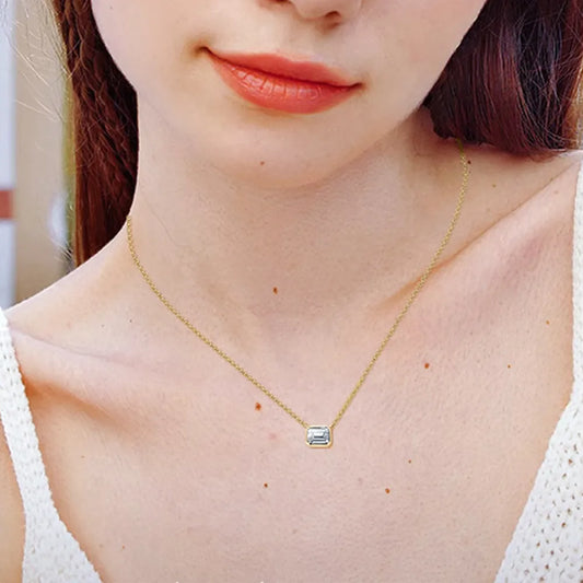 1 Carat Moissanite 925 Sterling Silver Pendant Necklace - Roe Creation