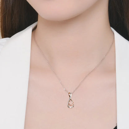 925 Sterling Silver Inlaid Moissanite Infinity Pendant Necklace - Roe Creation