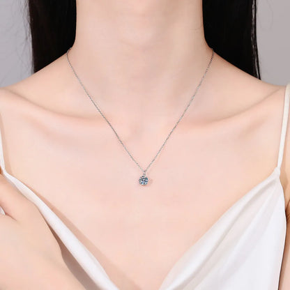 1 Carat Moissanite 925 Sterling Silver Necklace - Roe Creation