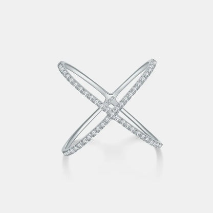 925 Sterling Silver Moissanite Crisscross Ring - Roe Creation