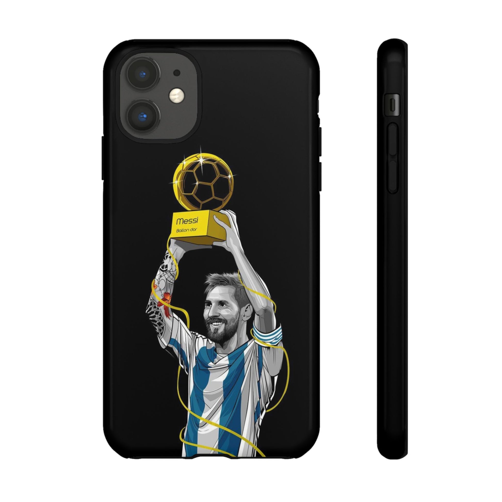 Messi Ballon Dor Black Phone Case - Tough Cases for Soccer Fans - Roe Creation